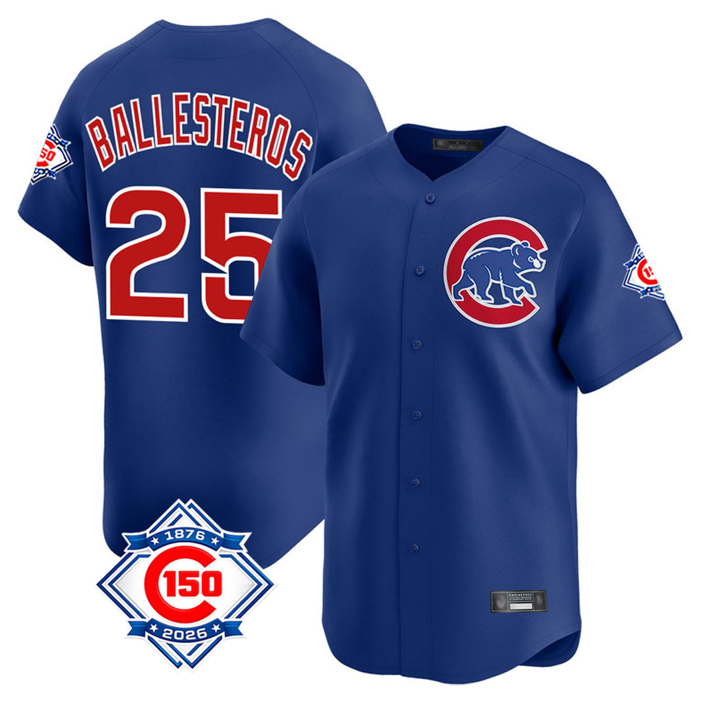 Chicago Cubs #25 Moises Ballesteros Player Royal AmberGomez 150th Anniversary Limited Home Stitched Jerseys