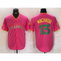 San Diego Padres #13 Manny Machado Pink AmberGomez Cool Base Stitched Jersey 2