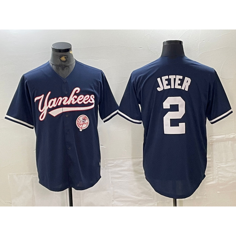 New York Yankees #2 Derek Jeter Navy AmberGomez With Patch Cool Base Stitched Jersey