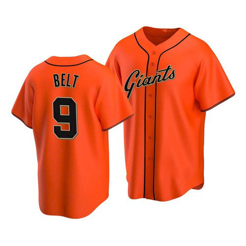 San Francisco Giants #9 Brandon Belt Alternate Orange AmberGomez Jersey