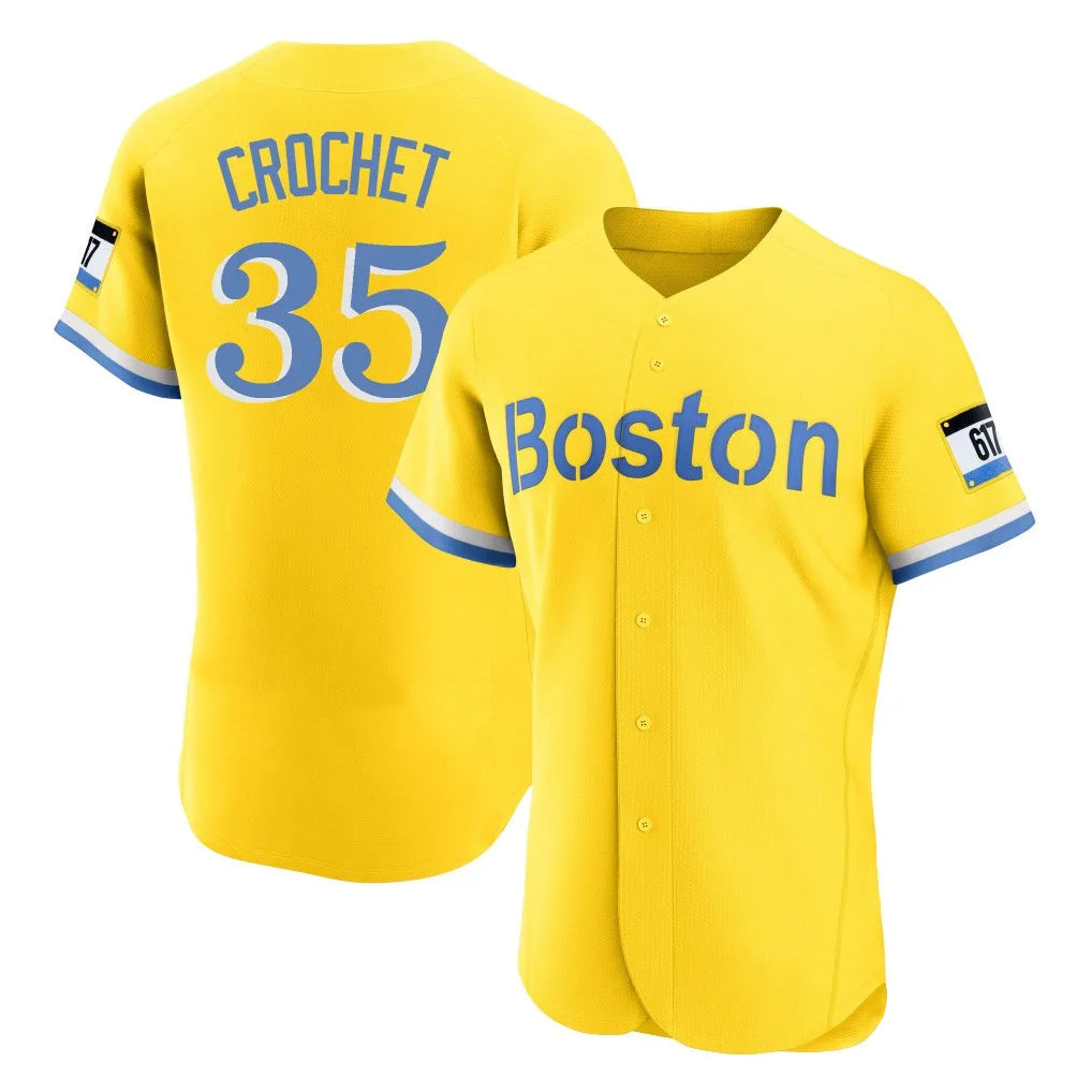 Boston Red Sox #35 Garrett Crochet Player Yellow AmberGomez Limited Elite Home Game Stitched Jerseys1