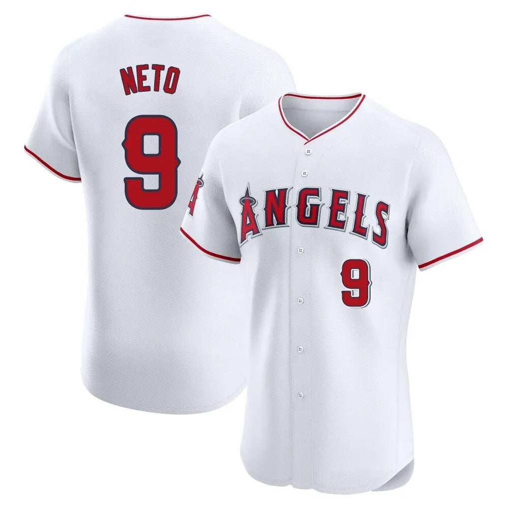 Los Angeles Angels #9 Zach Neto Player White AmberGomez Limited Elite Stitched Home Jerseys