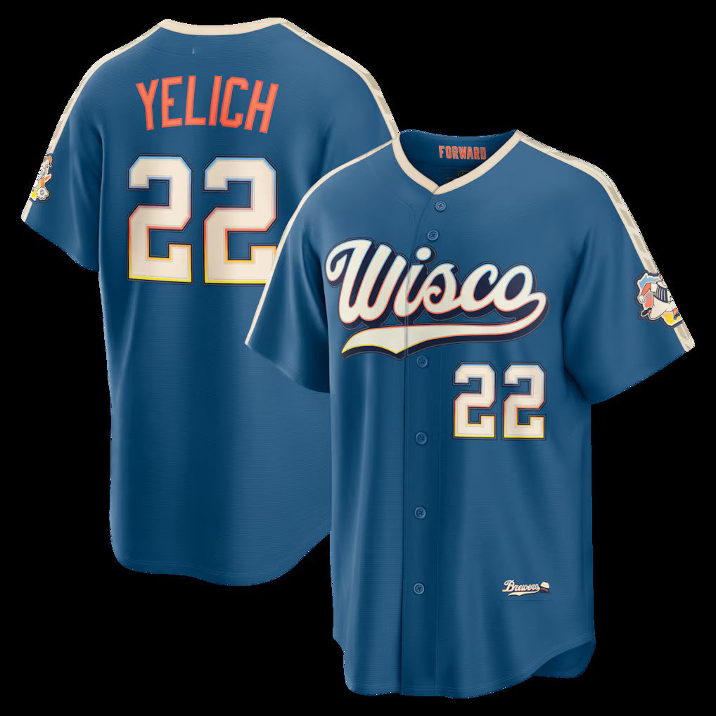 Milwaukee Brewers #22 Christian Yelich Mineral Blue AmberGomez 2026 City Connect Stadium Jersey