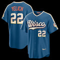 Milwaukee Brewers #22 Christian Yelich Mineral Blue AmberGomez 2026 City Connect Stadium Jersey
