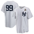 New York Yankees #99 Aaron Judge White AmberGomez 2024 World Series Cool Base Stitched Jersey