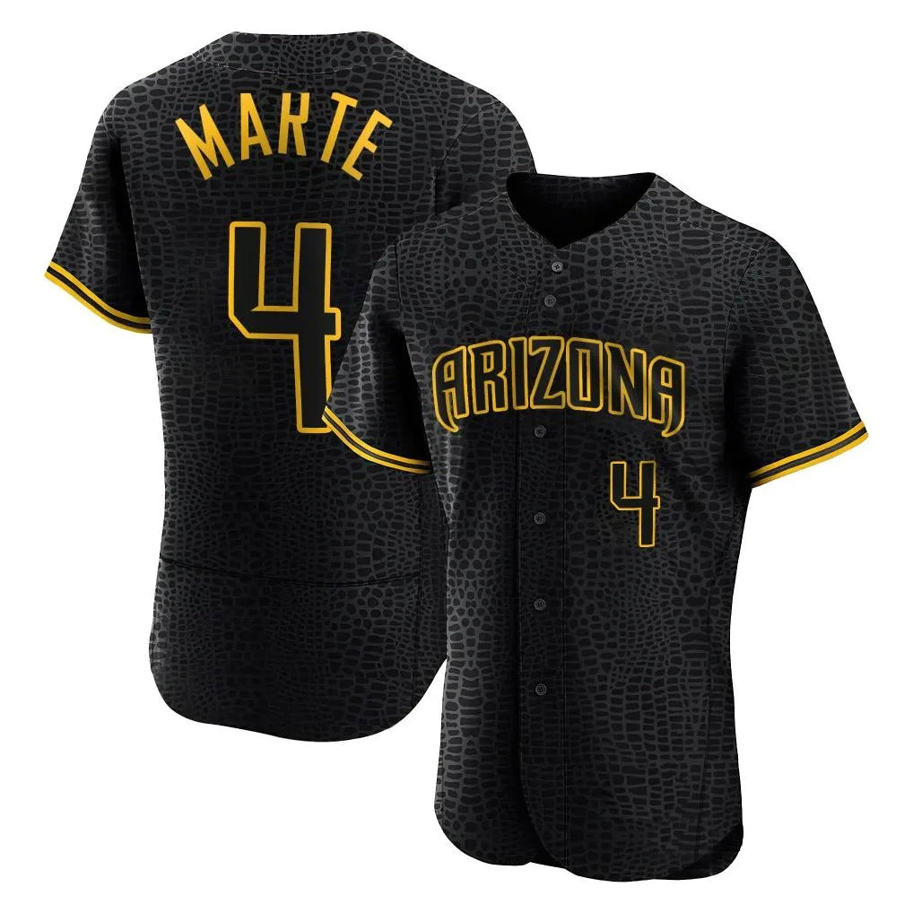 Arizona Diamondbacks #4 Ketel Marte Player Black AmberGomez Snake Skin City Limited Elite Home Game Stitched Jerseys