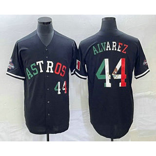 Houston Astros #44 Yordan Alvarez Number Mexico Black AmberGomez Cool Base Stitched Jersey
