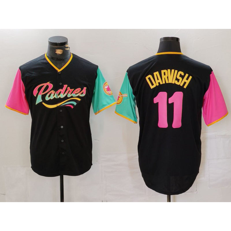 San Diego Padres #11 Yu Darvish Black AmberGomez Fashion Jersey