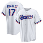 Texas Rangers #17 Nathan Eovaldi White AmberGomez Home Replica Player Jersey