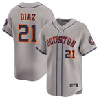 Houston Astros #21 Yainer Diaz Player Gray AmberGomez Home Limited Stitched Jerseys