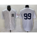 New York Yankees #99 Aaron Judge White AmberGomez With Patch 2024 Cool Base Stitched Jersey