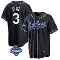 Los Angeles Dodgers #3 Edwin D¨ªaz Player Black AmberGomez World Series Meet Carbon Limited Home Stitched Jerseys