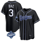 Los Angeles Dodgers #3 Edwin D¨ªaz Player Black AmberGomez World Series Meet Carbon Limited Home Stitched Jerseys