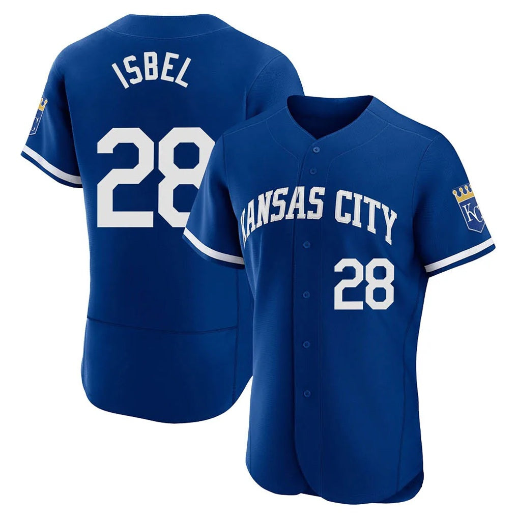 Kansas City Royals #28 Kyle Isbel Player Royal AmberGomez City Connect Limited Elite Home Game Stitched Jerseys