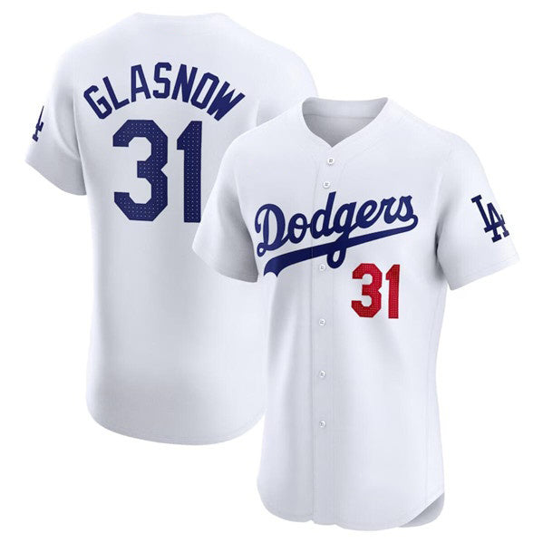 Los Angeles Dodgers #31 Tyler Glasnow White AmberGomez Home Elite Stitched Jersey