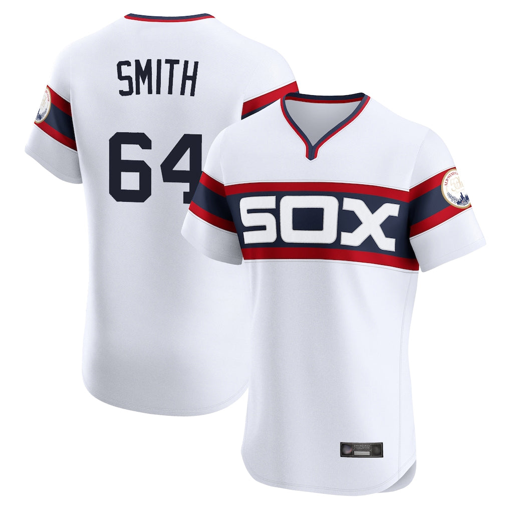 Chicago White Sox #64 Shane Smith Player White AmberGomez T-shirt Limited Elite Home Stitched Jerseys