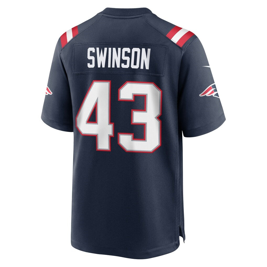 NE.Patriots #43 Bradyn Swinson Navy Team Game Jersey AmberGomez