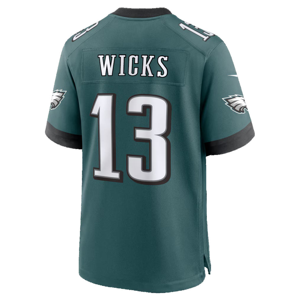 P.Eagles #13 Dontayvion Wicks Midnight Green Team Game Jersey AmberGomez