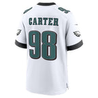 P.Eagles #98 Jalen Carter White Game Jersey AmberGomez