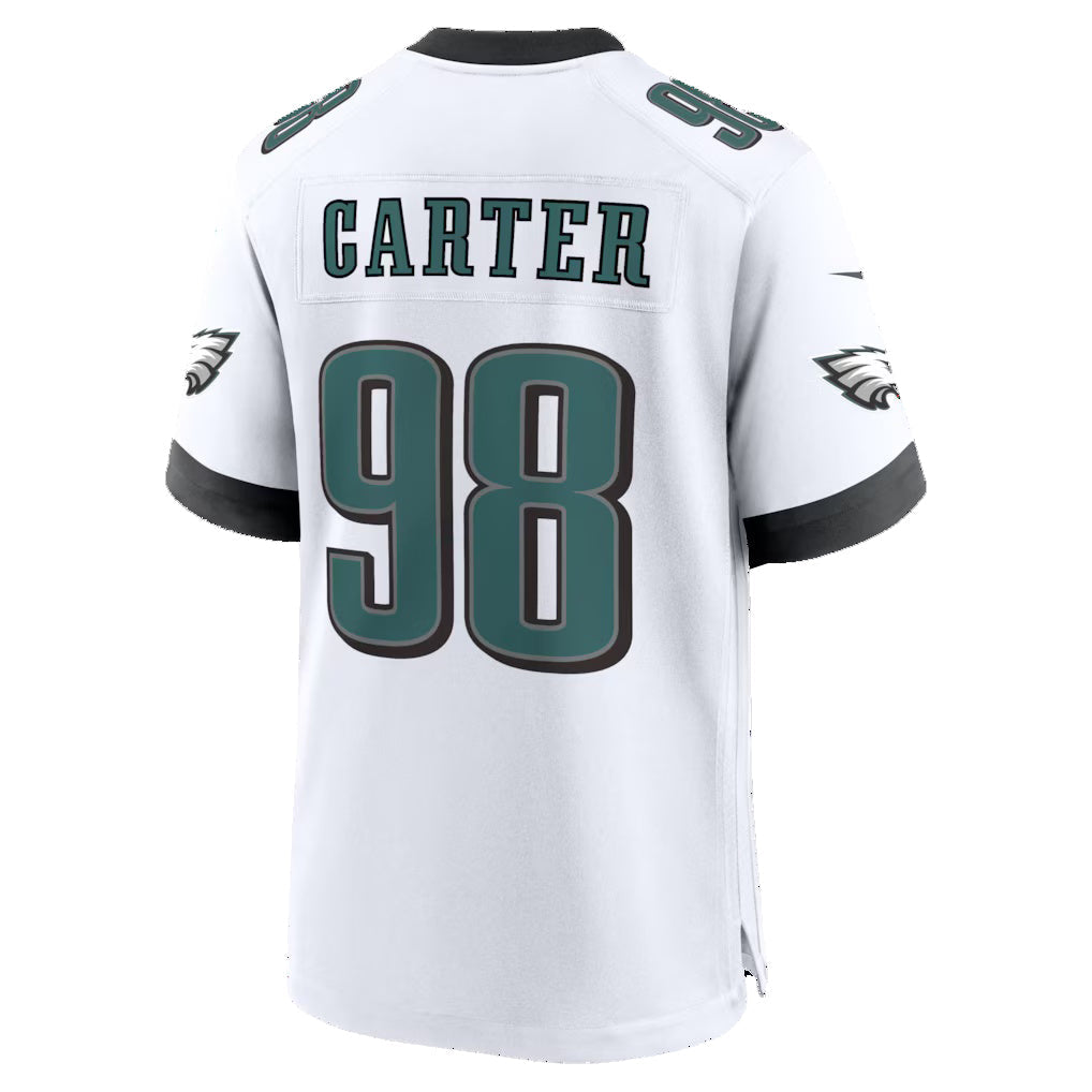 P.Eagles #98 Jalen Carter White Game Jersey AmberGomez