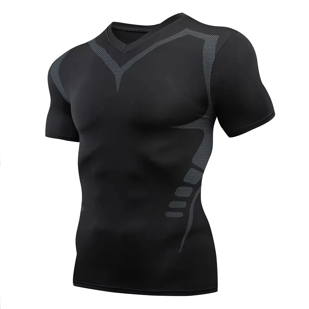 Stylish Short Sleeve Compression Shirts for Men Gym Workout Running Quick Dry T-Shirt Tops Summer Athletic Undershirt Rash Guard