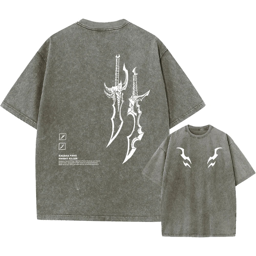 Men's Sword And Weapon Printed Washed T-Shirt Casual Pure Cotton Short Sleeve Top Perfect For Home And Commute New Summer Style