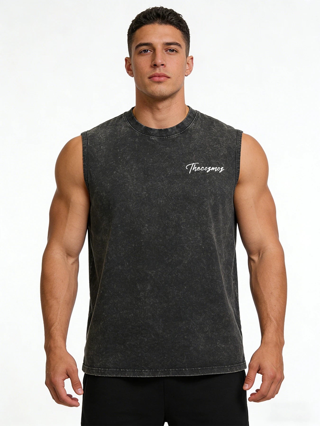 Men's Printed Washed Vest Summer Bestseller Retro Distressed Pure Cotton Short Sleeved Casual Wear For Home And Outings