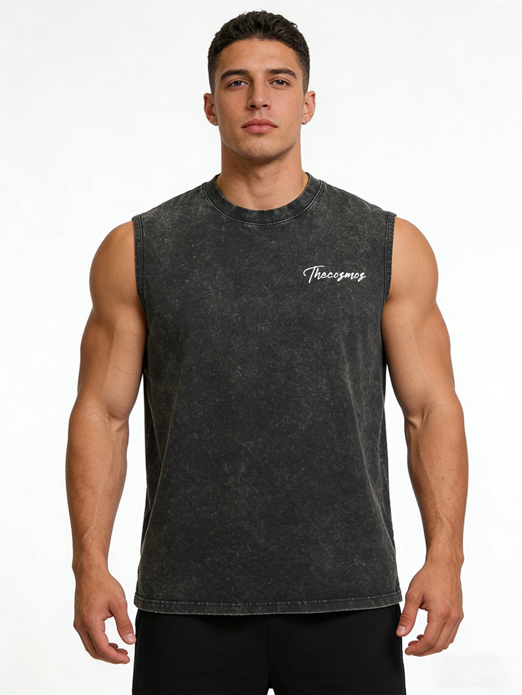 Men's Printed Washed Vest Summer Bestseller Retro Distressed Pure Cotton Short Sleeved Casual Wear For Home And Outings