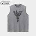 Men's Street Style Vest With Dark Sword Wing Print Loose Fitting Casual Sleeveless Top For Everyday Commute Or Lounging At Home