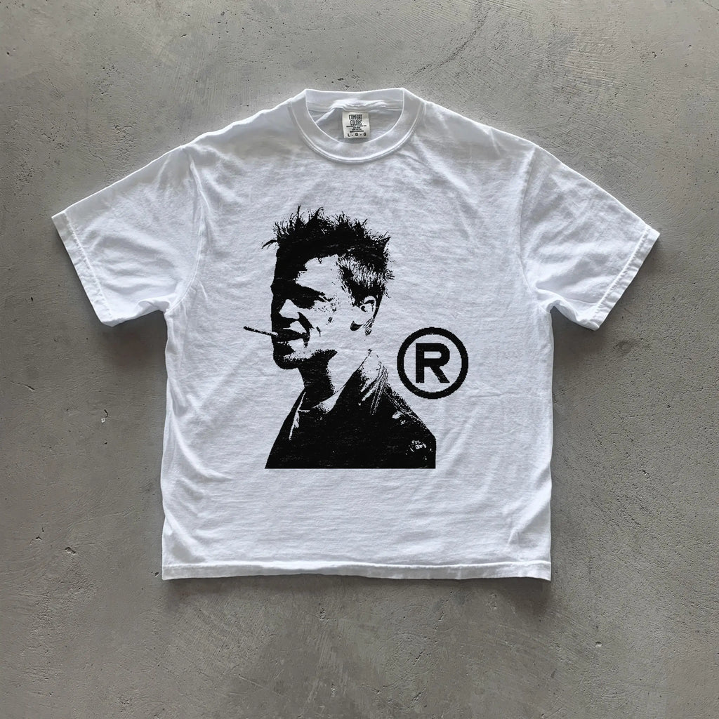American Retro "Fight Club" T-shirt for All Seasons Men and Women, Casual and Fashionable Street Wear
