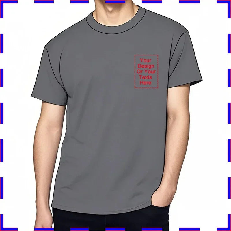 Your Design Here T Shirts Cotton Custom T-Shirt Make Your Design Logo Text for Men and Women Personalized Tshirt Summer Presents