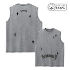 Men's Star And Letter Print Washed Vest Retro Street Style Loose Fitting Pure Cotton Sleeveless Top Summer Gym And Commute Vest