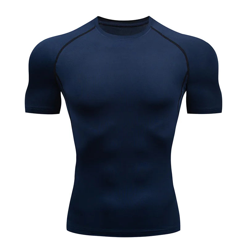 Stylish Short Sleeve Compression Shirts for Men Gym Workout Running Quick Dry T-Shirt Tops Summer Athletic Undershirt Rash Guard