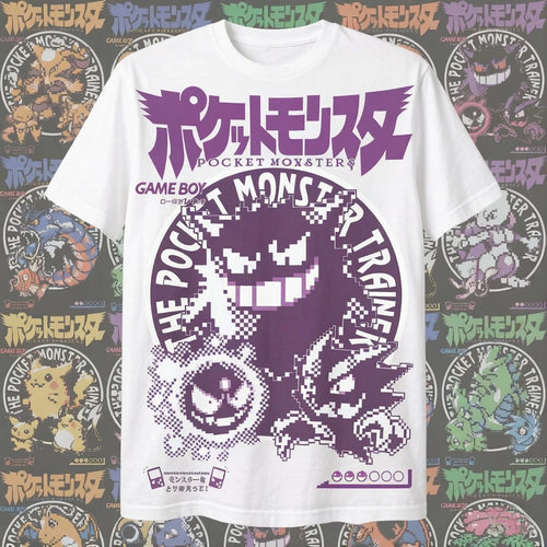 Anime Pokémon Gengar Pixel Style Graphic Unisex Tshirt，high Quality 100%cotton O-neck Y2k Harajuku 2026 Summer Men Fashion Shirt
