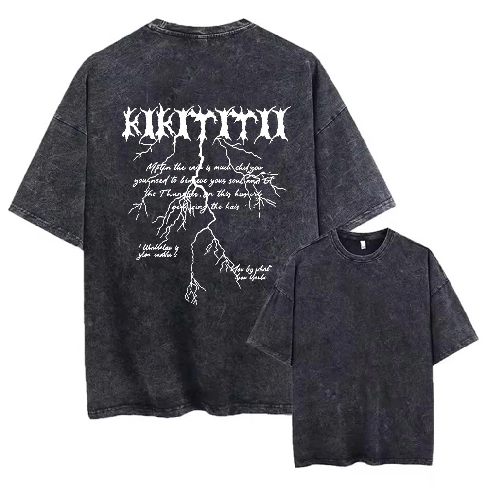 Men's Text Print Distressed Washed T-Shirt Summer Daily Commute Pure Cotton Short Sleeve Outdoor Vacation Casual Base Layer