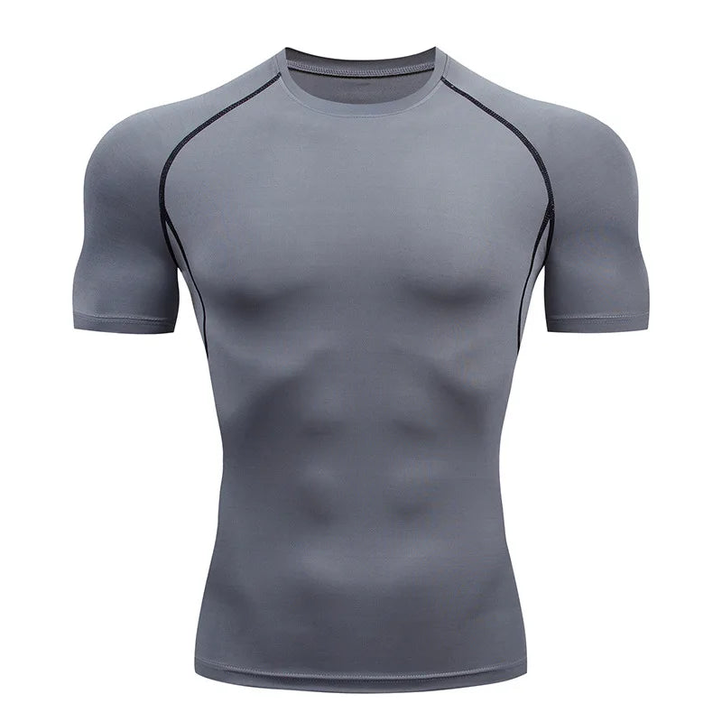 Stylish Short Sleeve Compression Shirts for Men Gym Workout Running Quick Dry T-Shirt Tops Summer Athletic Undershirt Rash Guard