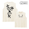 Men's Chain Cross Print Washed Vest Retro Casual Pure Cotton Sleeveless Vest Summer Everyday Street Style Commuting Loose Top