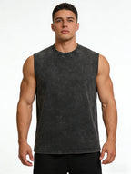 Men's Wing Print Retro Distressed Washed Vest Fashionable Street Style Pure Cotton Sleeveless Top Loose Casual Base Layer