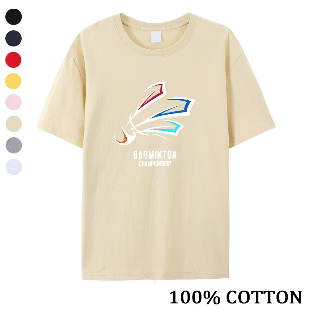 Men's 100% Cotton Badminton Print T Shirt Multiple Colors Available Summer Vacation Casual Sports Fitness Training Short Sleeve