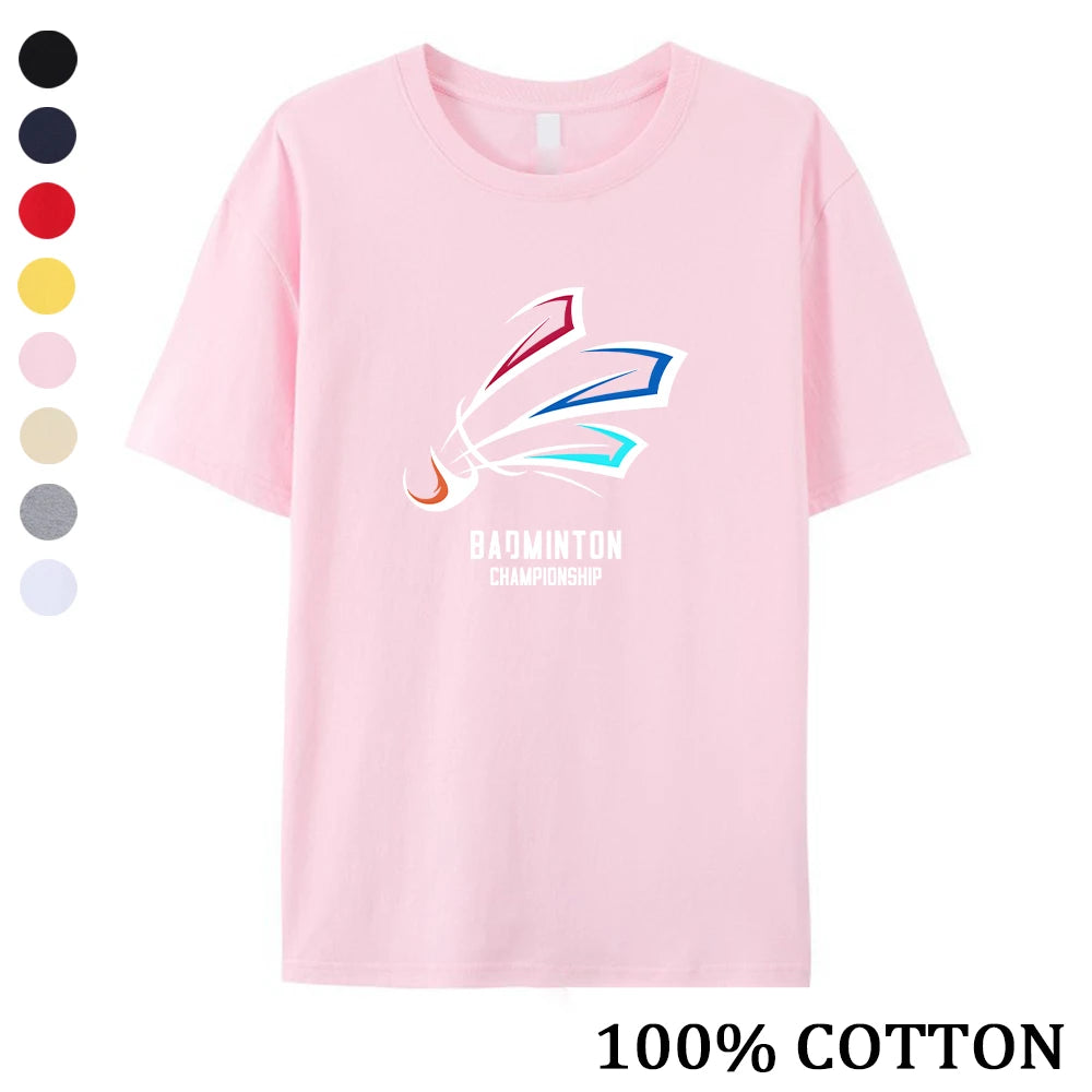 Men's 100% Cotton Badminton Print T Shirt Multiple Colors Available Summer Vacation Casual Sports Fitness Training Short Sleeve
