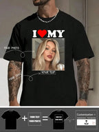 Customized Personalized Boyfriend Style Men's Loose Short Sleeve T-Shirt, Personalize With Your Own Photo Customizable Tee To De