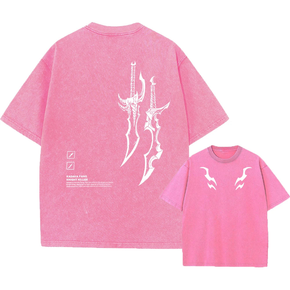 Men's Sword And Weapon Printed Washed T-Shirt Casual Pure Cotton Short Sleeve Top Perfect For Home And Commute New Summer Style