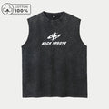 Men's Men's Patchwork Letter Print Washed Vest Retro Street Style Loose Pure Cotton Sleeveless Top Summer Fitness And Commute Ve