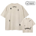 Men's Creative Star And Letter Print Washed T-Shirt Retro Casual Pure Cotton Crew Neck Short Sleeve Summer Commuter Loose Top