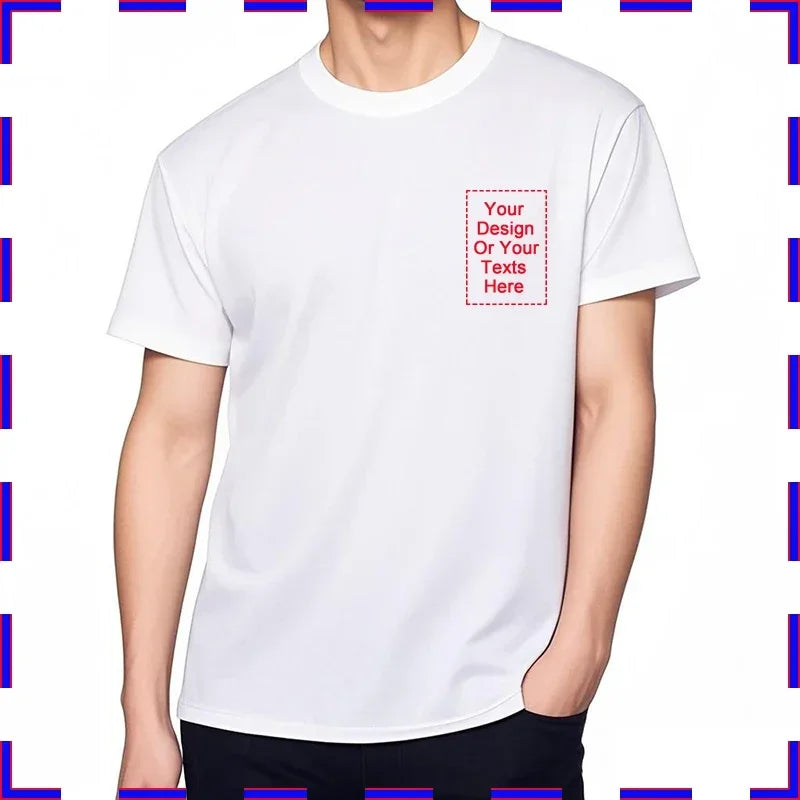 Your Design Here T Shirts Cotton Custom T-Shirt Make Your Design Logo Text for Men and Women Personalized Tshirt Summer Presents