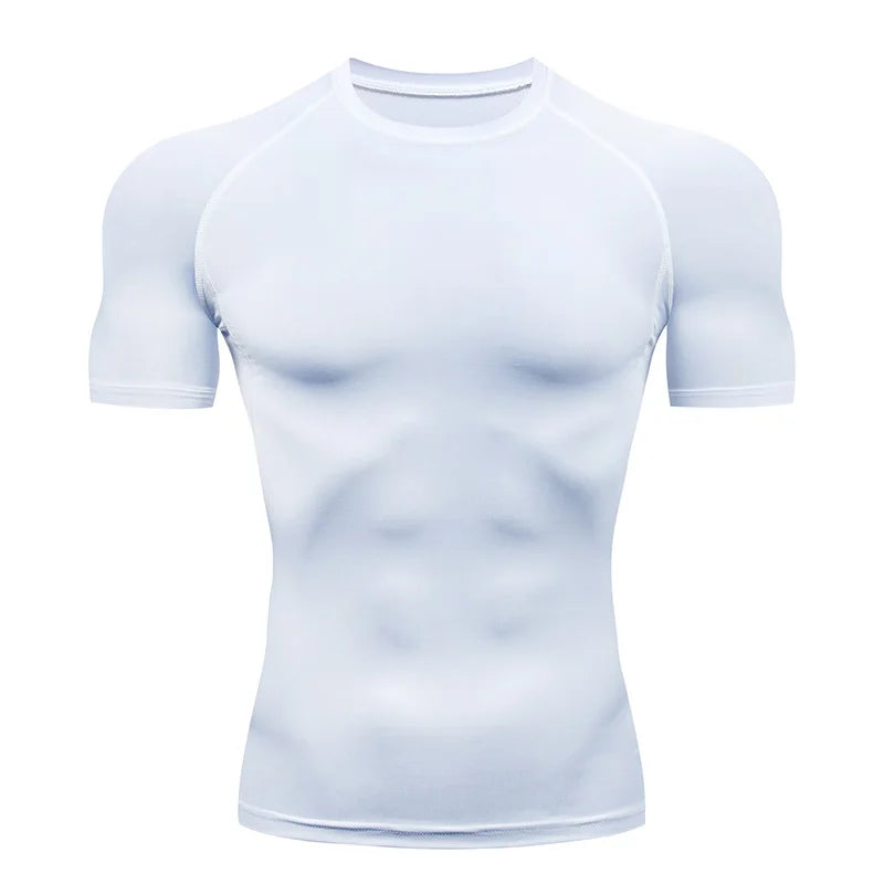 Stylish Short Sleeve Compression Shirts for Men Gym Workout Running Quick Dry T-Shirt Tops Summer Athletic Undershirt Rash Guard