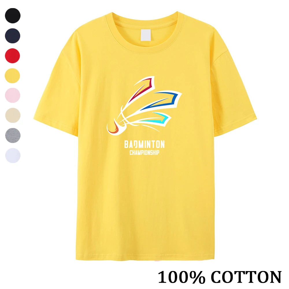 Men's 100% Cotton Badminton Print T Shirt Multiple Colors Available Summer Vacation Casual Sports Fitness Training Short Sleeve