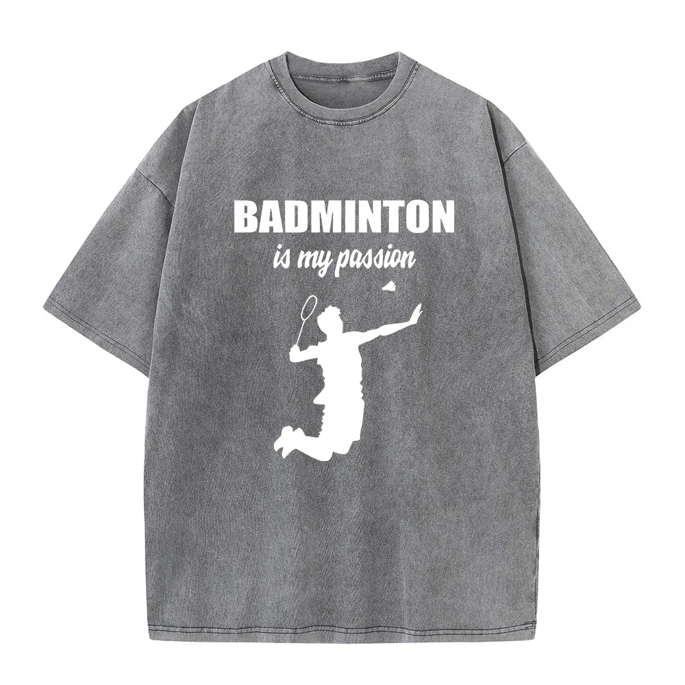 Men's Fashion Printed Washed Distressed T-Shirt Heavyweight Pure Cotton Loose Fit Casual Oversized Retro Crew Neck Short Sleeve