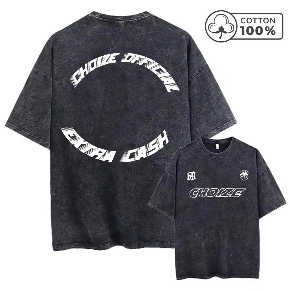 Men's Letter Print Washed T Shirt Fashionable Casual Pure Cotton Crew Neck Short Sleeve Summer Commuter Trendy Hip Hop Top