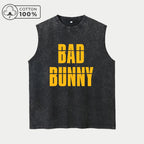 Men's Retro Distressed Letter Print Vest Casual Pure Cotton Loose Sleeveless Street Style Hip Hop Trend Vest New Summer Arrival